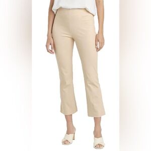 a new day Women's Tan High Rise Slim Fit Cropped Kick Flare Pull-On Pants
